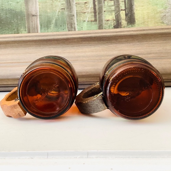 2 Vintage Siesta Ware Amber Glass Wood Handle Collectible Coffee Mug, Beer 12 oz - Picture 7 of 8